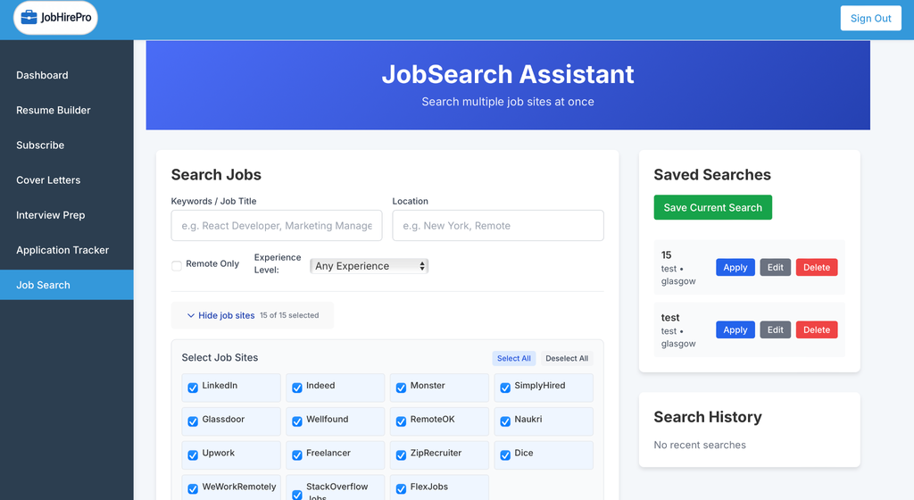 Job Application Tracker Interface