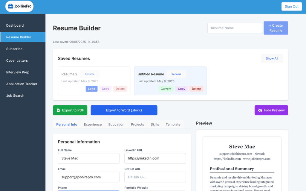 Tailor your resume to multiple job applications with ease